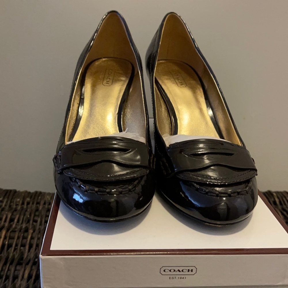 Coach Patent Leather Brown Heels